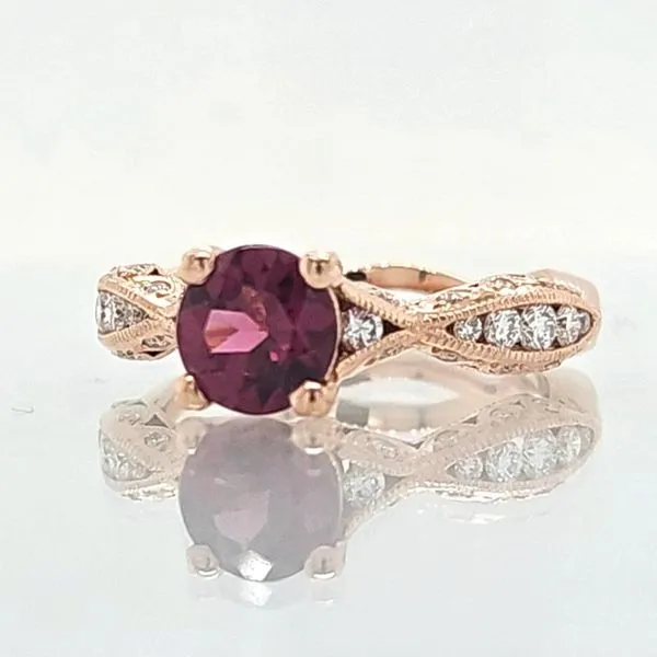 18K Rose Gold Rhodolite Garnet and Diamond Ring Image 2 Skaneateles Jewelry Skaneateles, NY