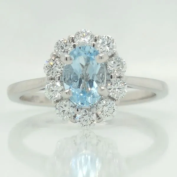 14K WG Ladies 1.22ct TGW Aquamarine and Diamond Ring Skaneateles Jewelry Skaneateles, NY
