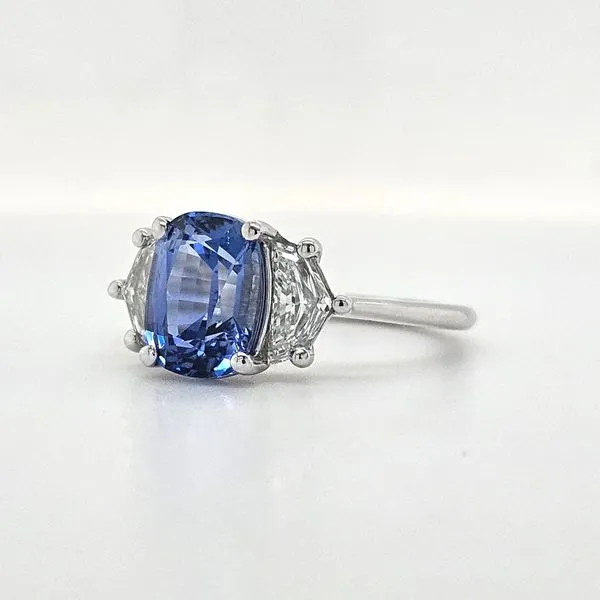 Cornflower Blue Sapphire & Diamond Platinum Ring 3.5ct TGW Image 3 Skaneateles Jewelry Skaneateles, NY