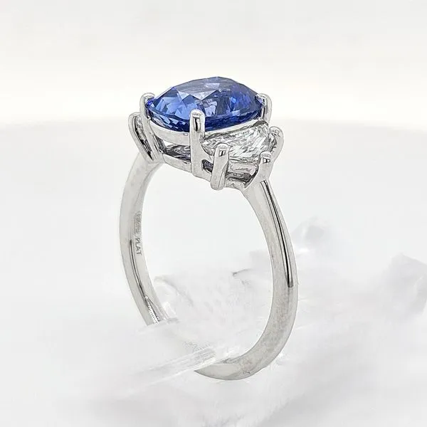 Cornflower Blue Sapphire & Diamond Platinum Ring 3.5ct TGW Image 5 Skaneateles Jewelry Skaneateles, NY
