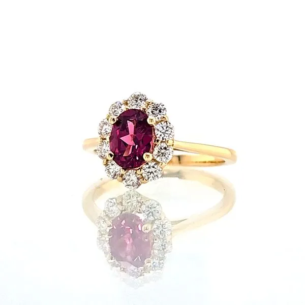 Garnet & Diamond Oval Halo Ring Image 2 Skaneateles Jewelry Skaneateles, NY