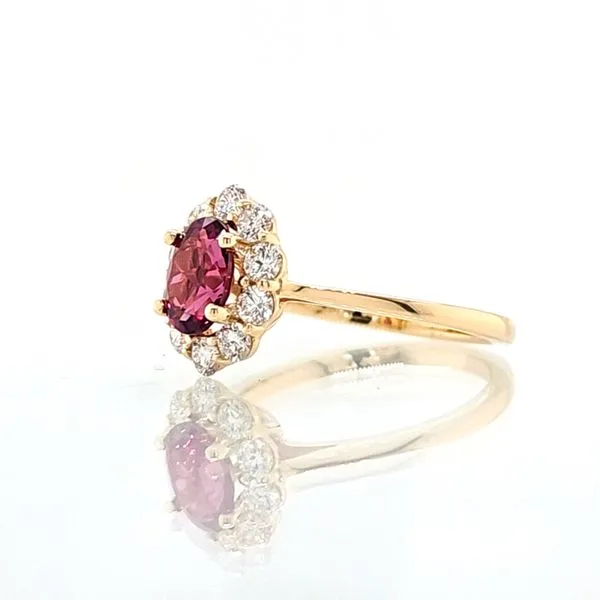 Garnet & Diamond Oval Halo Ring Image 3 Skaneateles Jewelry Skaneateles, NY