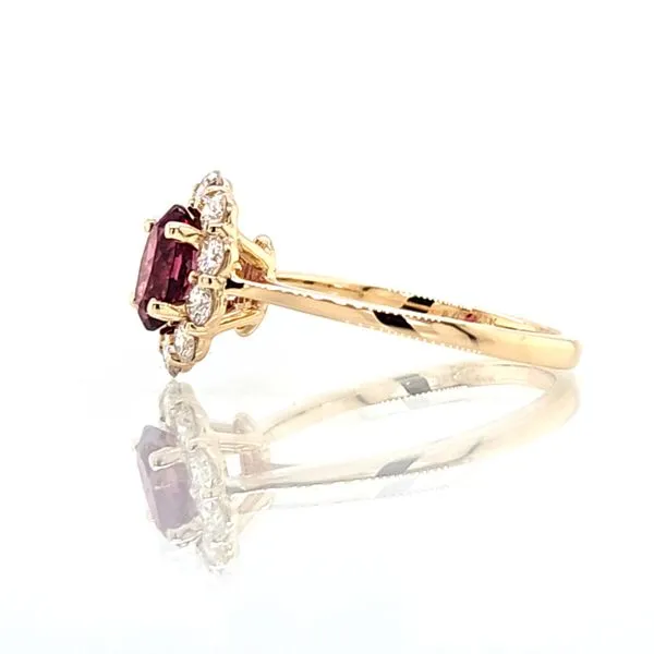 Garnet & Diamond Oval Halo Ring Image 4 Skaneateles Jewelry Skaneateles, NY