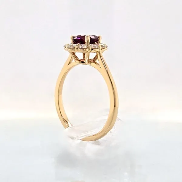 Garnet & Diamond Oval Halo Ring Image 5 Skaneateles Jewelry Skaneateles, NY