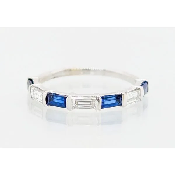 14K White Gold Baguette Sapphire & Diamond Ring Skaneateles Jewelry Skaneateles, NY