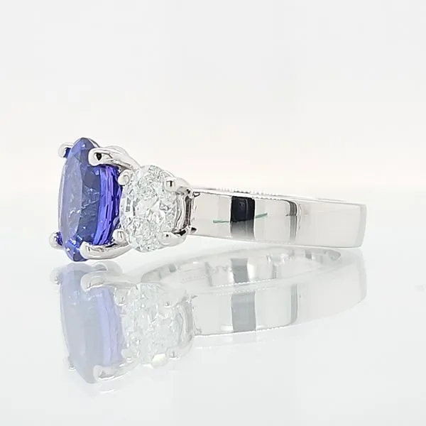 Platinum Oval Tanzanite & Diamond 4.61ct TGW Past, Present, & Future Luxury Ring Image 3 Skaneateles Jewelry Skaneateles, NY