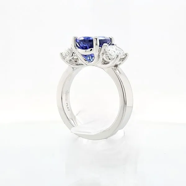 Platinum Oval Tanzanite & Diamond 4.61ct TGW Past, Present, & Future Luxury Ring Image 5 Skaneateles Jewelry Skaneateles, NY