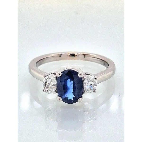 14K WG  Sapphire & Diamond Past-Present-Future Ring Image 2 Skaneateles Jewelry Skaneateles, NY