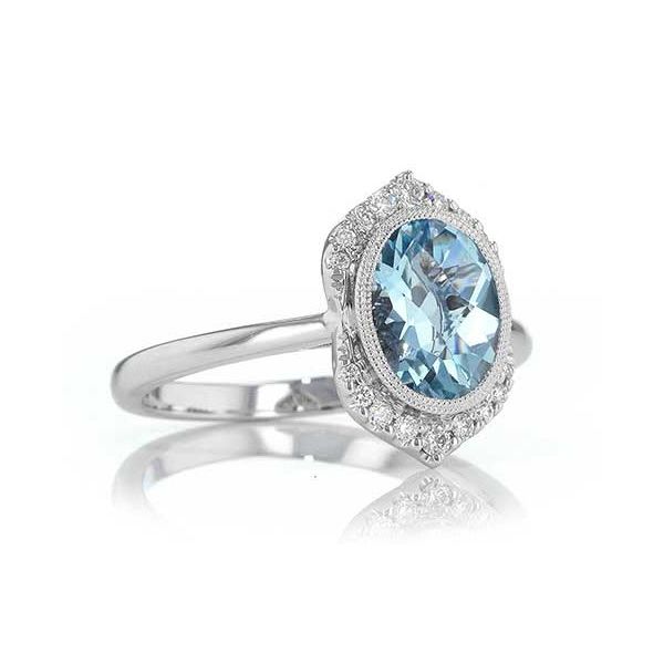 14K WG Skaneateles Signature 1.70ct TW Aquamarine and Diamond Fashion Ring Image 2 Skaneateles Jewelry Skaneateles, NY