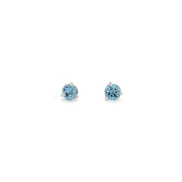 14K WG Ladies 4 mm Aqua Birthstone Stud Earrings Skaneateles Jewelry Skaneateles, NY