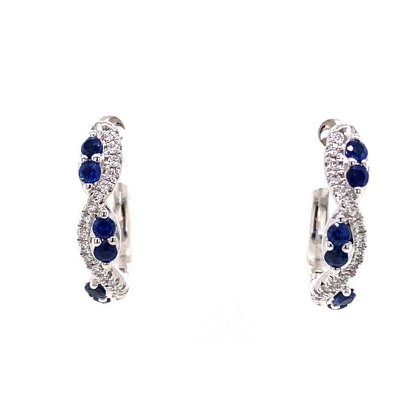 14K WG Ladies 0.45ct TW  Sapphire & Diamond Huggie Earrings Skaneateles Jewelry Skaneateles, NY