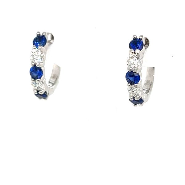 14K WG Ladies 0.66ct TGW Aquamarine & Diamond Mini Hoop Earrings Skaneateles Jewelry Skaneateles, NY