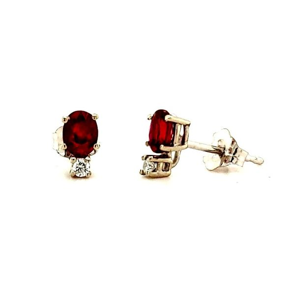 0.47ct TGW Petite Oval Ruby & Round Diamond Earrings Skaneateles Jewelry Skaneateles, NY