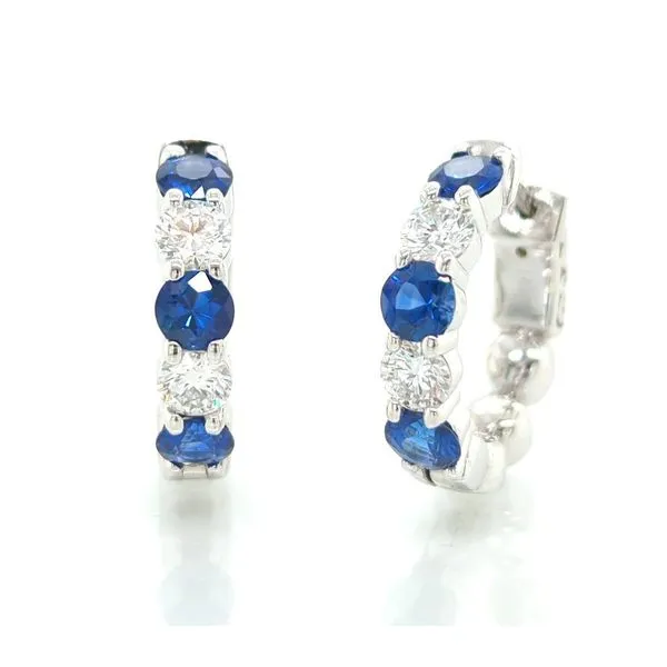 Classic Sapphire & Diamond Hoop Earrings Skaneateles Jewelry Skaneateles, NY