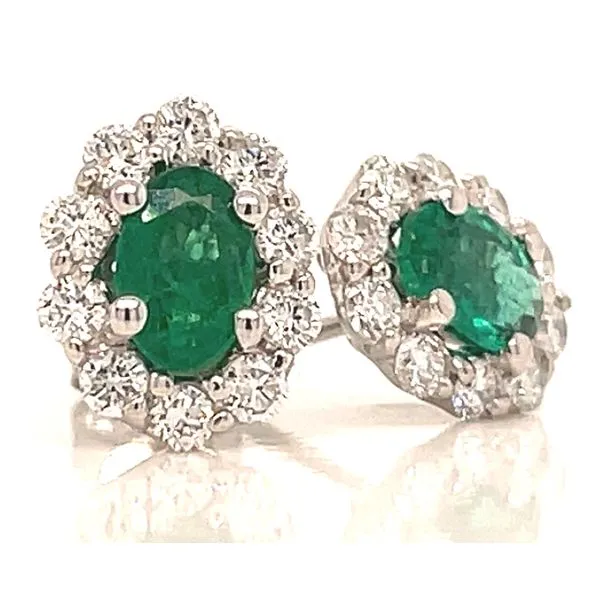 1.46ct TGW Emerald & Diamond Earrings Skaneateles Jewelry Skaneateles, NY