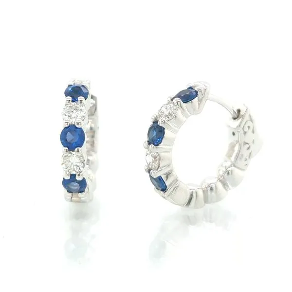 Sapphire & Diamond Huggie Hoop Earrings Skaneateles Jewelry Skaneateles, NY