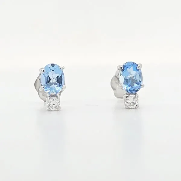 0.43ct TGW Petite Oval Sapphire & Round Diamond Earrings Skaneateles Jewelry Skaneateles, NY