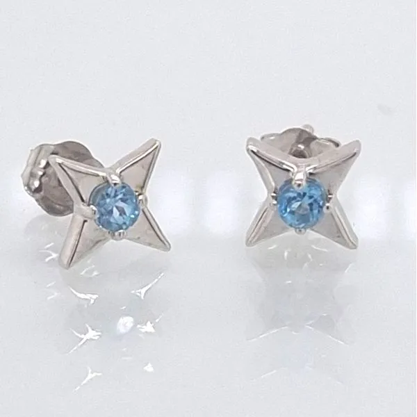 Swiss Blue Topaz Star Stud Earrings Skaneateles Jewelry Skaneateles, NY