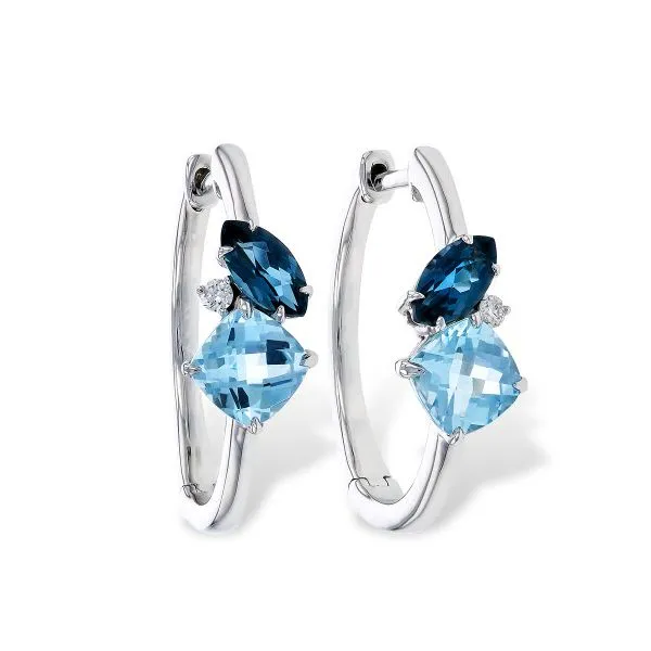 14K WG 1.86ct TGW 'Toi et Moi' Blue Topaz and Diamond Earrings Skaneateles Jewelry Skaneateles, NY