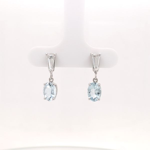 14K White Gold Aquamarine & Diamond Drop Earrings Skaneateles Jewelry Skaneateles, NY
