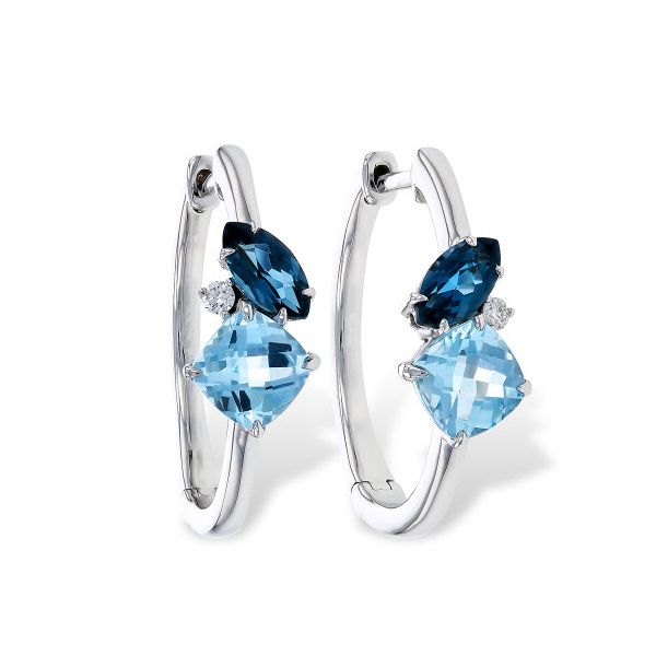 14K WG 1.86ct TGW 'Toi et Moi' Blue Topaz and Diamond Earrings Skaneateles Jewelry Skaneateles, NY