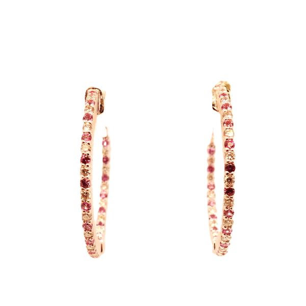 14K WG .72cttw Pink Sapphire and Diamond Hoop Earrings Skaneateles Jewelry Skaneateles, NY