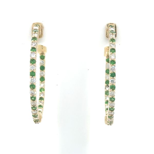 14K YG.69cttw Tsavorite and Diamond Hoop Earrings Skaneateles Jewelry Skaneateles, NY