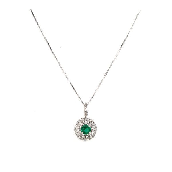 18KW Diamond and Emerald Pendant Skaneateles Jewelry Skaneateles, NY