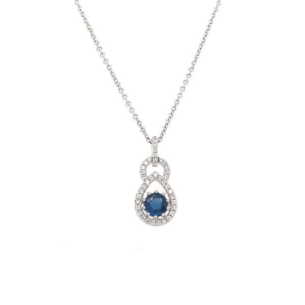 18KW .68 CTW Diamond and Sapphire Pendant with Chain Skaneateles Jewelry Skaneateles, NY