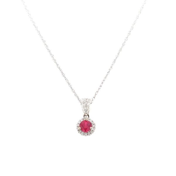 14kWG Ruby and Diamond Pendant Skaneateles Jewelry Skaneateles, NY