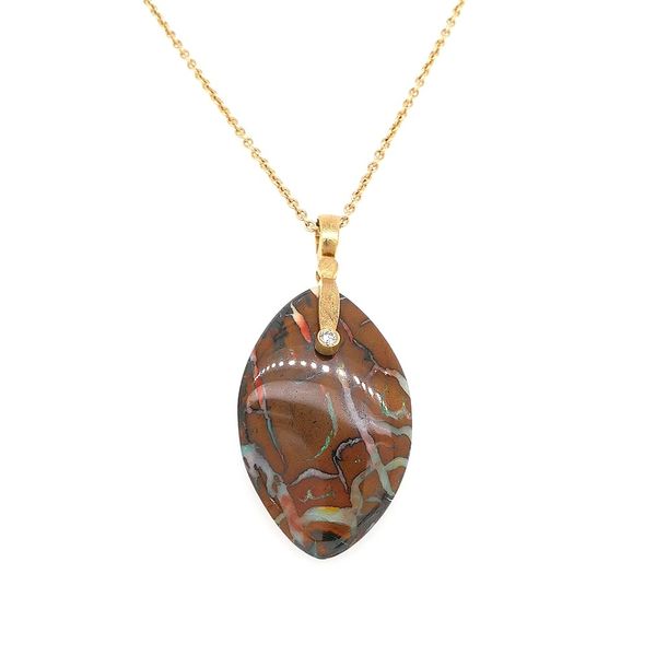 18KY Alex Sepkus Boulder Opal and Diamond Pendant with chain Skaneateles Jewelry Skaneateles, NY