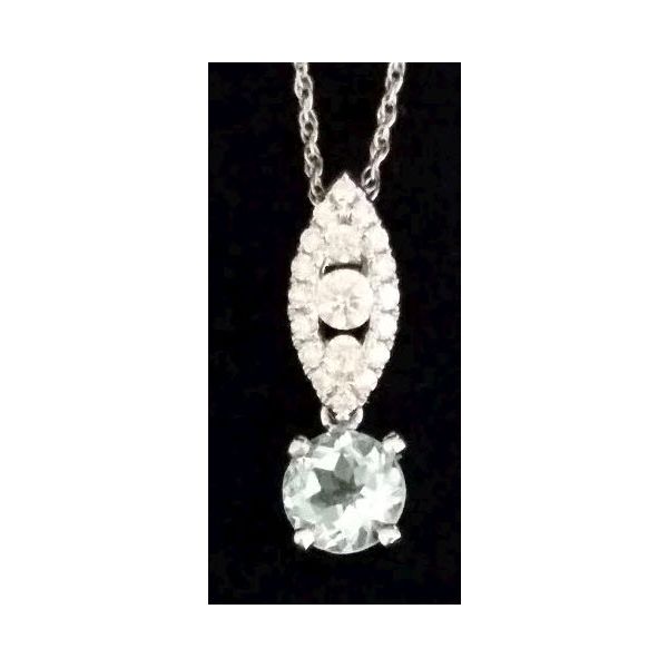 14K WG Ladies Aqua & Diamond Pendant w/Chain Skaneateles Jewelry Skaneateles, NY