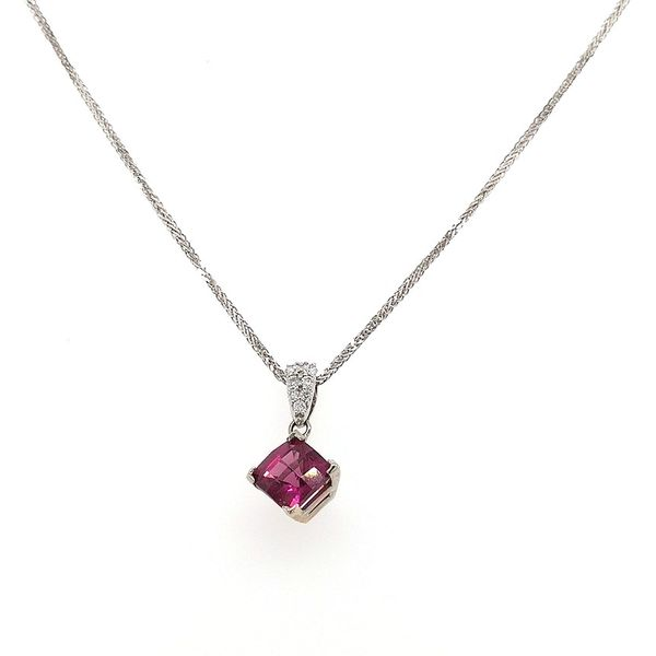 14K WG Next Generation Compass Set Garnet and Diamond Pendant with Chain Skaneateles Jewelry Skaneateles, NY