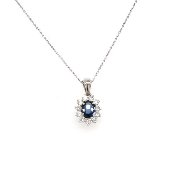 14K WG Ladies 1.24ct TW Sapphire & Diamond Pendant w/Chain Skaneateles Jewelry Skaneateles, NY