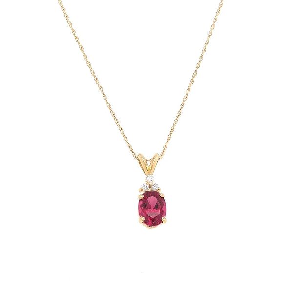 14K YG Ladies Rubelite & Diamond Pendant w/Chain Skaneateles Jewelry Skaneateles, NY