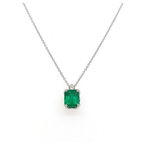 14KW 2.13CTW Next Generation Emerald and Diamond Pendant with chain Skaneateles Jewelry Skaneateles, NY