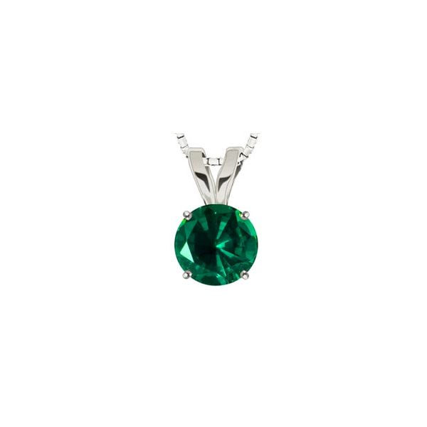 14KW Round Emerald Pendant with chain Skaneateles Jewelry Skaneateles, NY