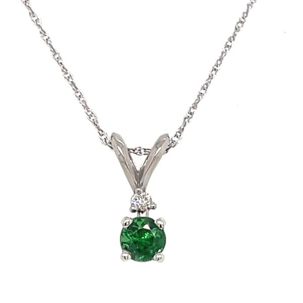 14K WG Ladies 0.30ct TGW Tsavorite Garnet and Diamond Pendant w/Chain Skaneateles Jewelry Skaneateles, NY