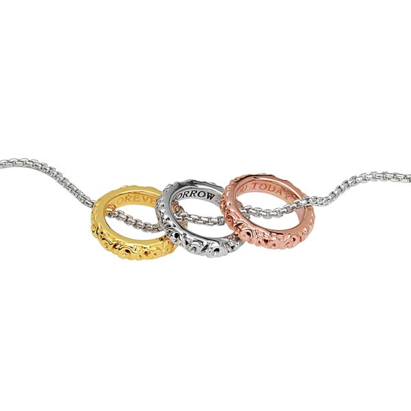 Charles Krypell Ivy Pink Sapphire Three Ring Pendant Chain Skaneateles Jewelry Skaneateles, NY