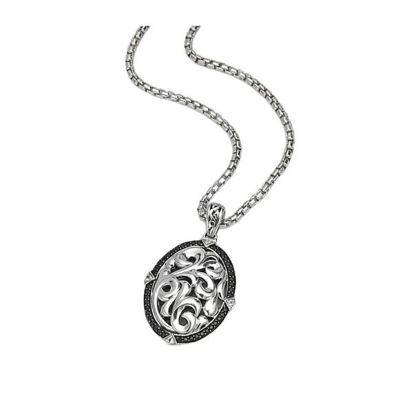 Charles Krypell Black and White Sapphire Oval Pendant with chain Skaneateles Jewelry Skaneateles, NY