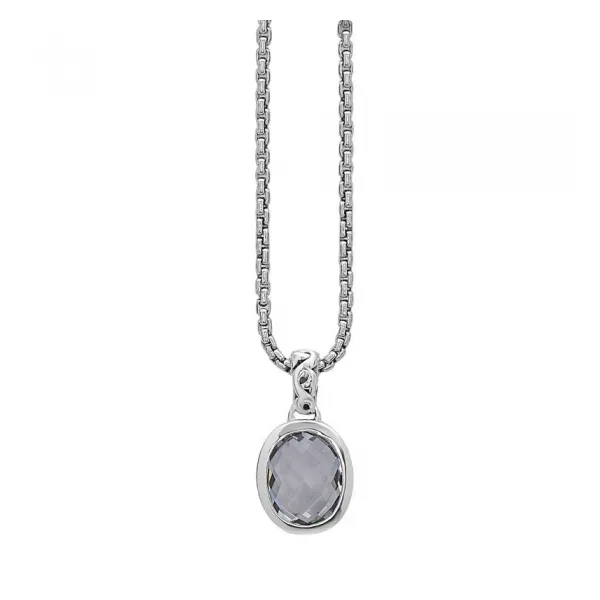 Charles Krypell Oval Green Quartz and Sapphire Pendant with chain Skaneateles Jewelry Skaneateles, NY