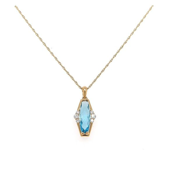 14KY Next Generation Blue Topaz and Diamond pendant with chain Skaneateles Jewelry Skaneateles, NY