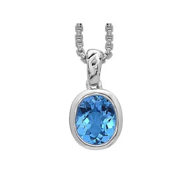 Charles Krypell Denali Collection Oval Swiss Blue Topaz and Sapphire Pendant with chain Skaneateles Jewelry Skaneateles, NY