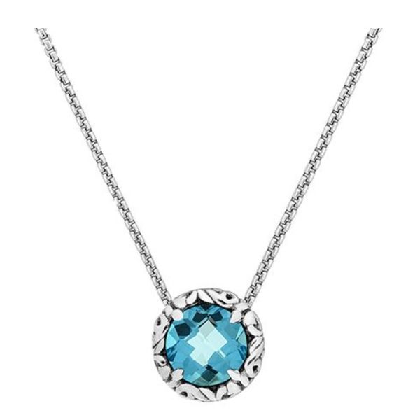Charles Krypell Round Sky Blue Topaz Pendant with chain Skaneateles Jewelry Skaneateles, NY