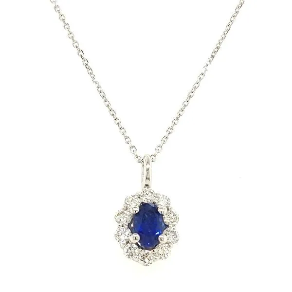 14K WG 'Next Generation' 1.02ct TGW Sapphire & Diamond Pendant w/Chain Skaneateles Jewelry Skaneateles, NY