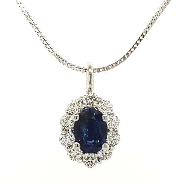 14K WG Ladies 1.62ct TGW Sapphire & Diamond Pendant w/Chain Skaneateles Jewelry Skaneateles, NY