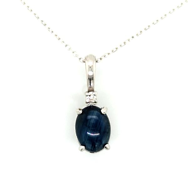 Cabachon Sapphire & Diamond Pendant Skaneateles Jewelry Skaneateles, NY