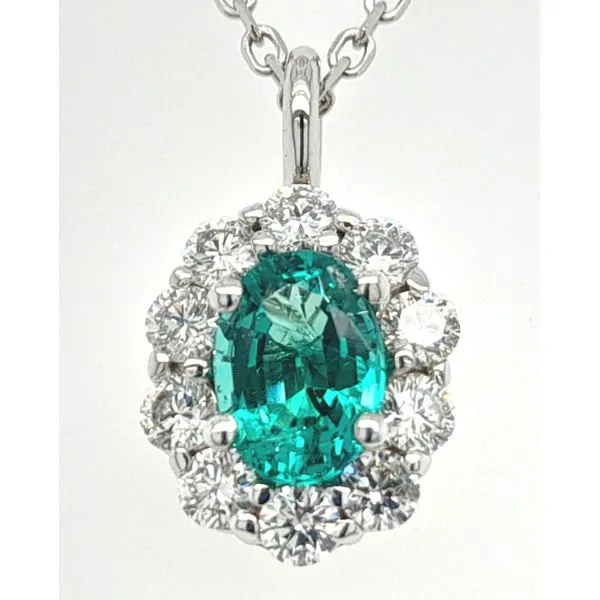 14K WG Ladies 1.22ct TGW Emerald & Diamond Pendant w/Chain Skaneateles Jewelry Skaneateles, NY