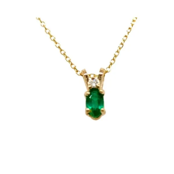 Emerald & Diamond Oval Drop Pendant Skaneateles Jewelry Skaneateles, NY