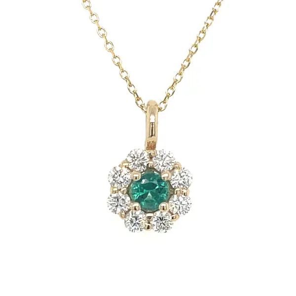 Emerald & Diamond Halo Pendant Skaneateles Jewelry Skaneateles, NY